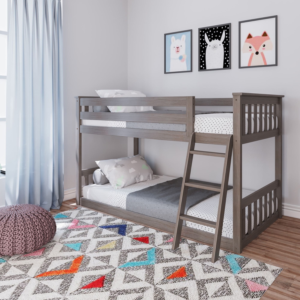 Kids Imonie Gray Twin/Twin Low Loft Bunk Bed - Thumbnail - Image 1