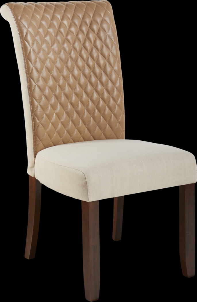 Delmon Walnut 5 Pc Oval Dining Set with Tan Chairs - Thumbnail - Image 3