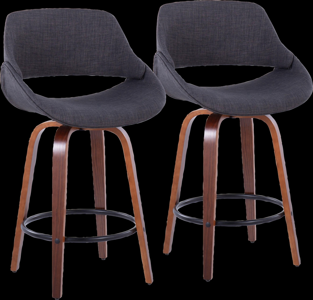 Inaran I Charcoal Swivel Counter Height Stool, Set of 2 - Thumbnail - Image 1