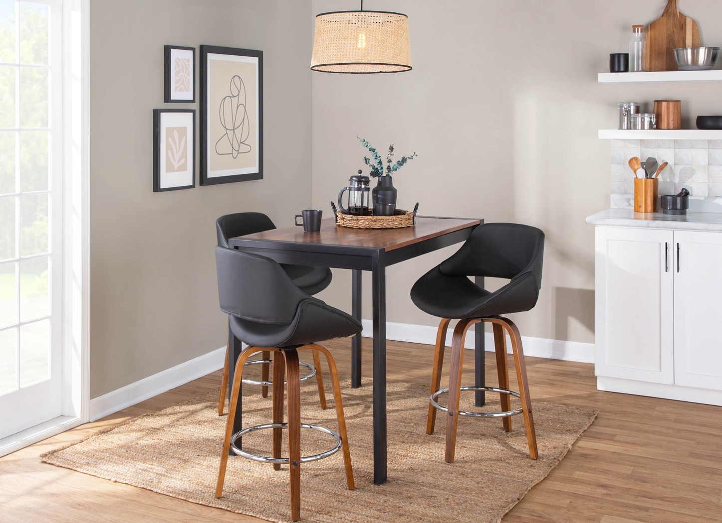 Inaran II Black Counter Height Stool, Set of 2 - Thumbnail - Image 7