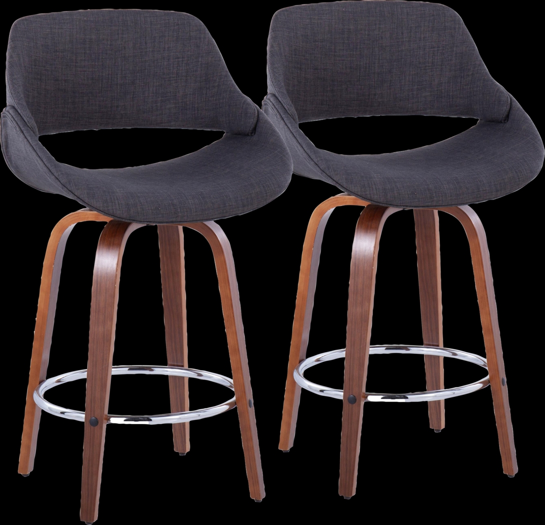 Inaran II Charcoal Swivel Counter Height Stool, Set of 2 - Thumbnail - Image 1