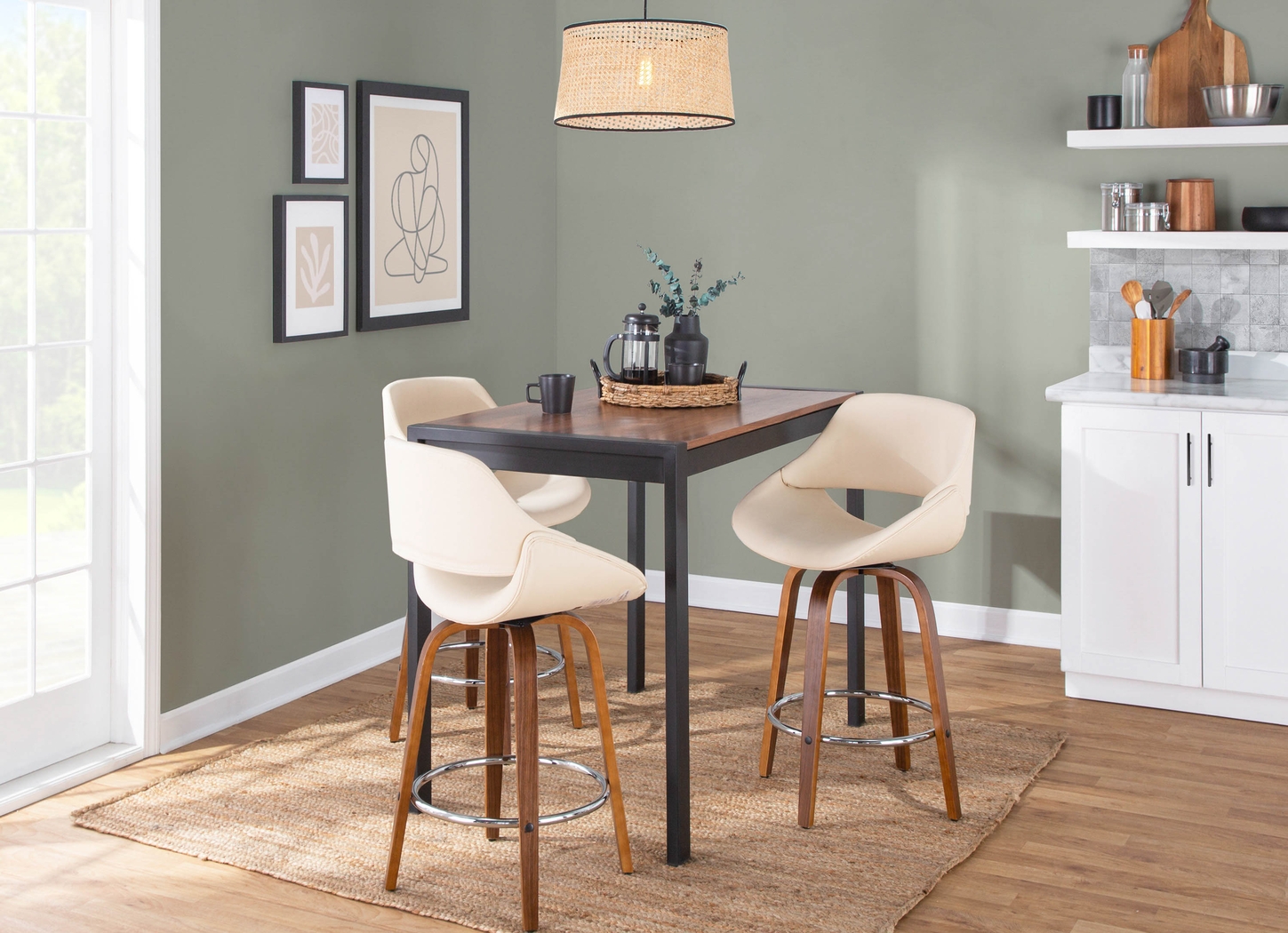 Inaran II Cream Counter Height Stool, Set of 2 - Thumbnail - Image 7