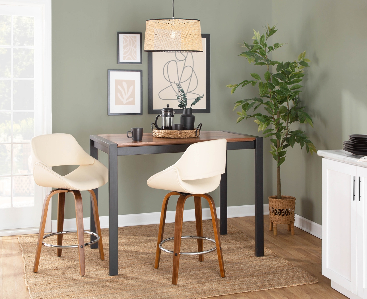 Inaran II Cream Counter Height Stool, Set of 2 - Thumbnail - Image 8