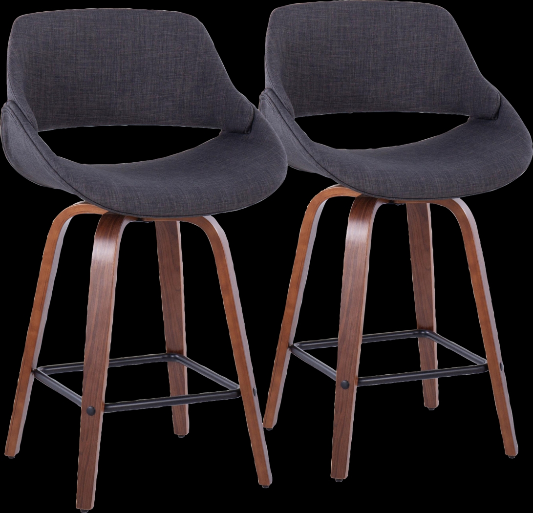 Inaran III Charcoal Swivel Counter Height Stool, Set of 2 - Thumbnail - Image 1