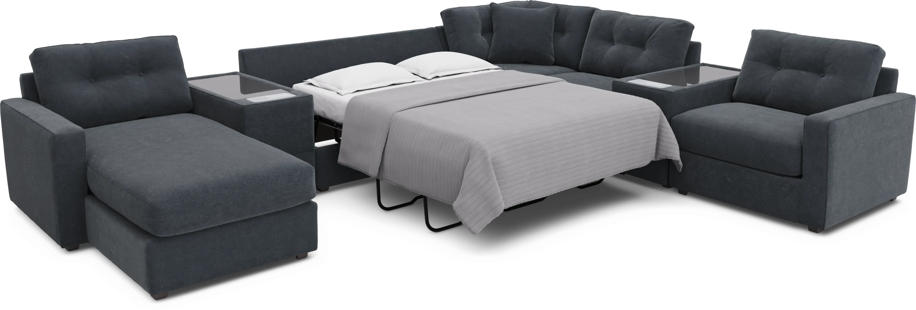 Indigo 7 Pc ModularOne Gel Foam Sleeper with Media Consoles - Thumbnail - Image 2