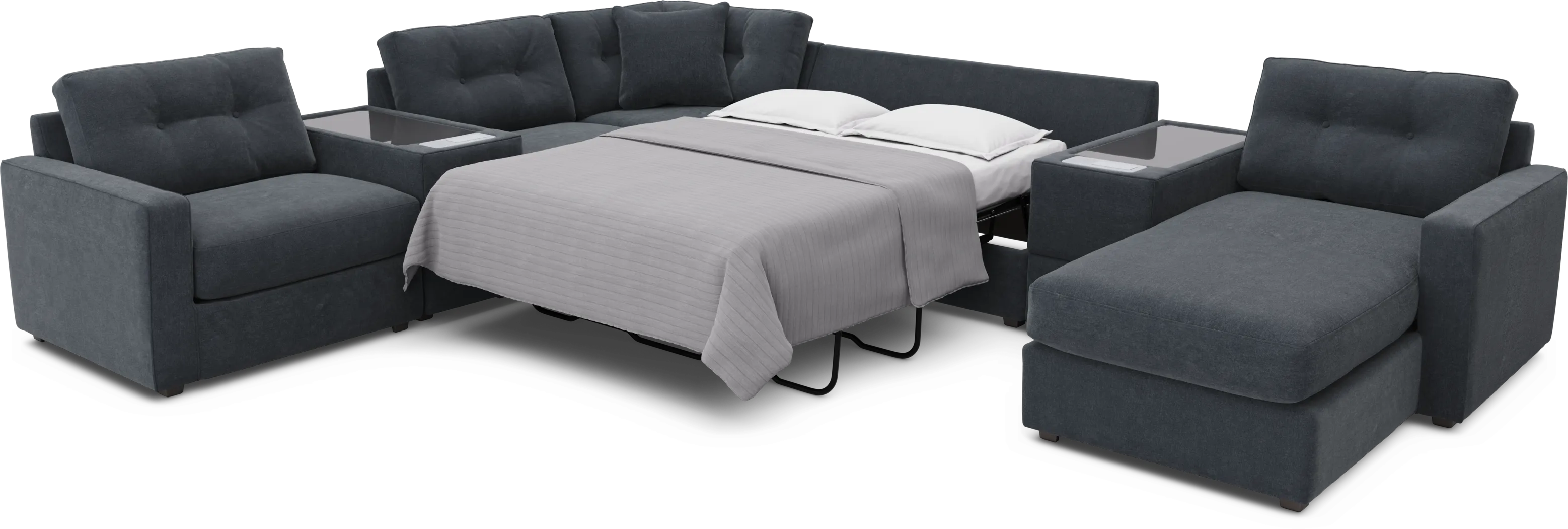 Indigo 7 Pc ModularOne Gel Foam Sleeper with Media Consoles - Thumbnail - Image 2