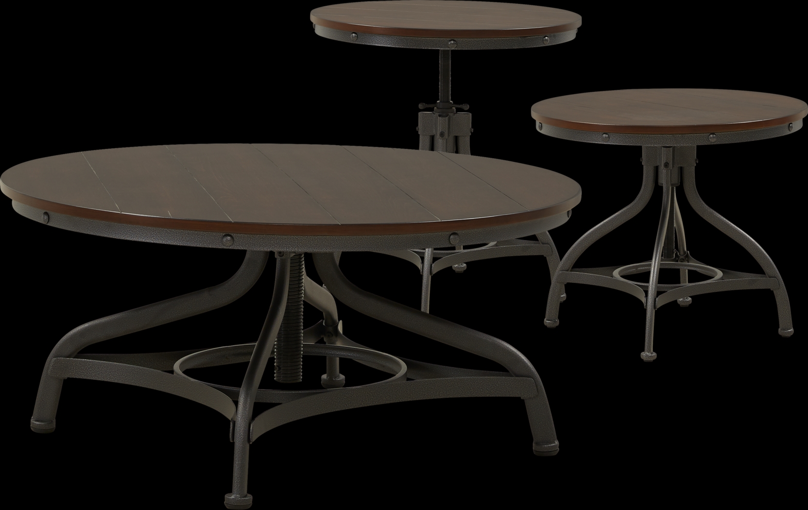 Industrial Place II Cherry Adjustable 3 Pc Table Set - Thumbnail - Image 1