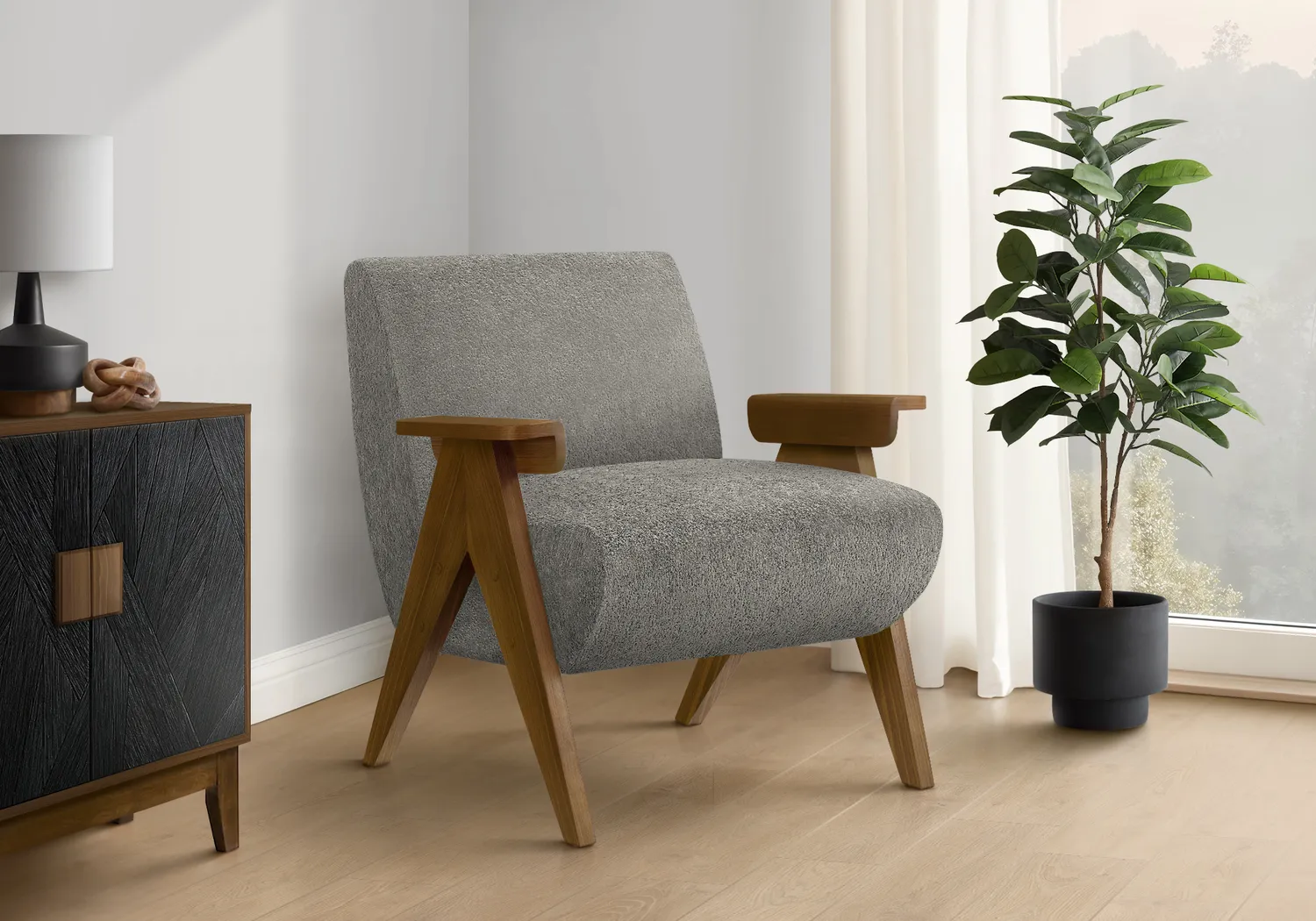 Injia Gray Accent Chair - Thumbnail - Image 2