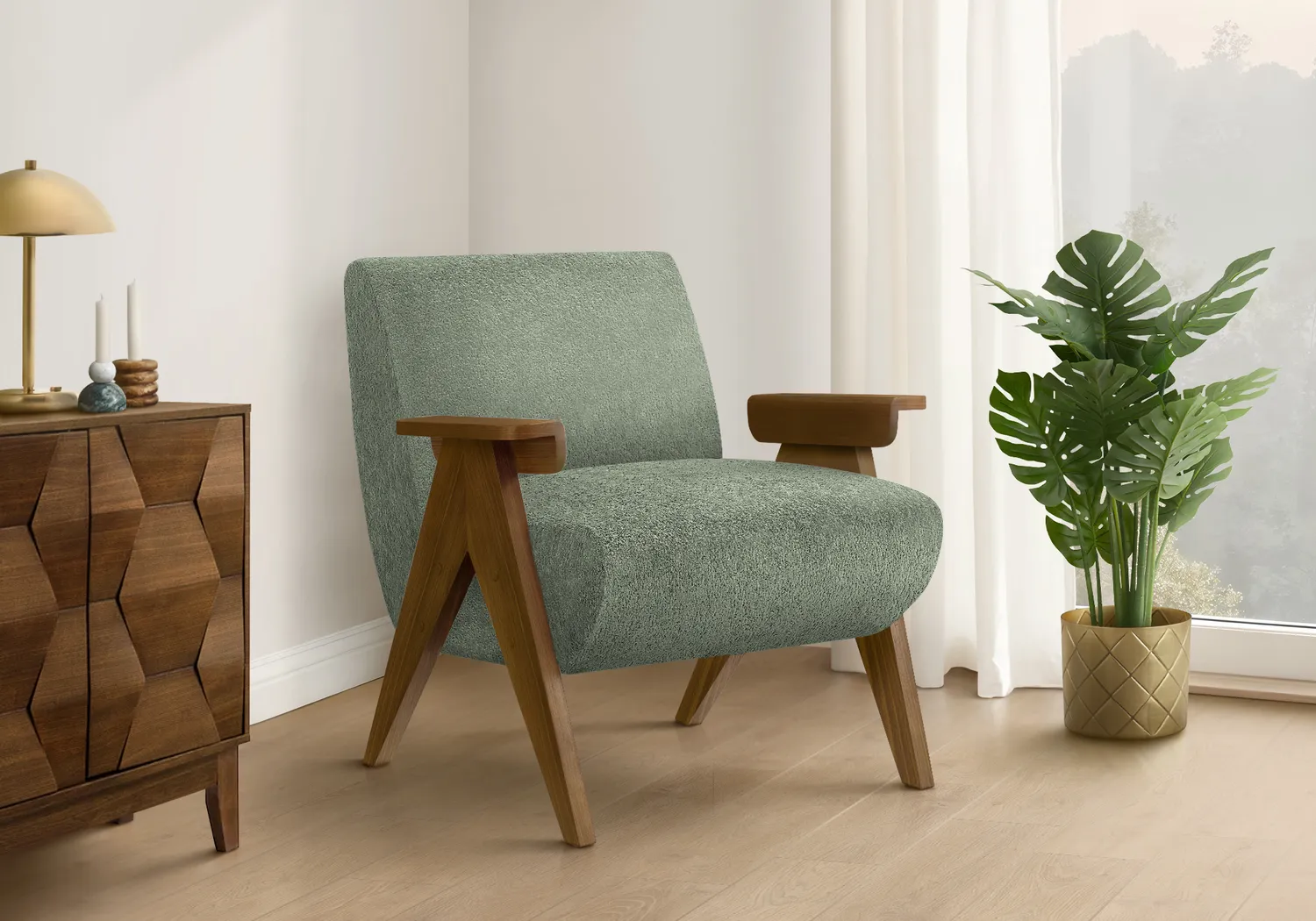 Injia Green Accent Chair - Thumbnail - Image 2
