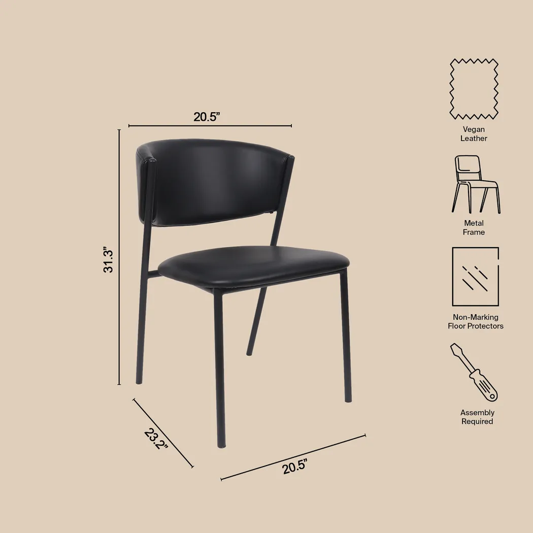 Iramse Black Side Chair, Set of 4 - Thumbnail - Image 3