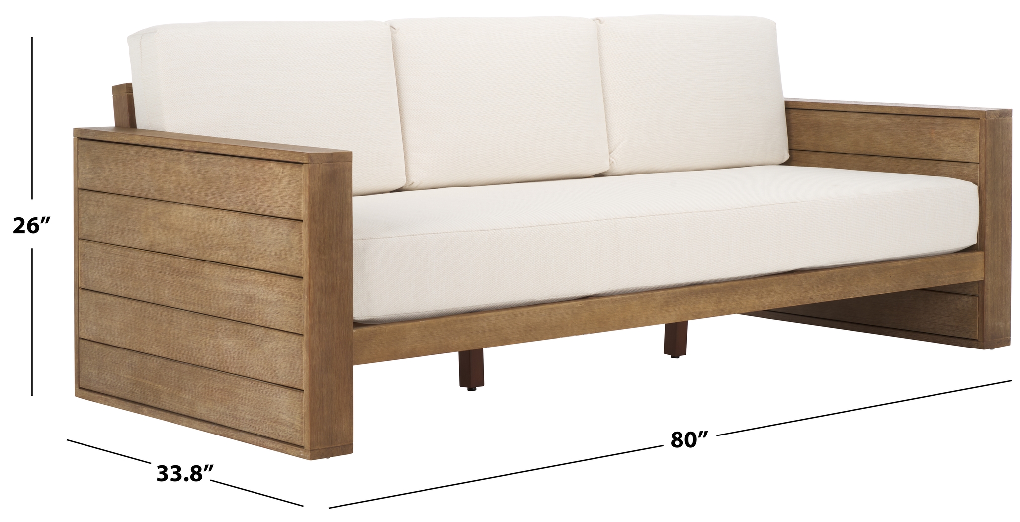 Irocana Natural Outdoor Sofa with Beige Cushions - Thumbnail - Image 8