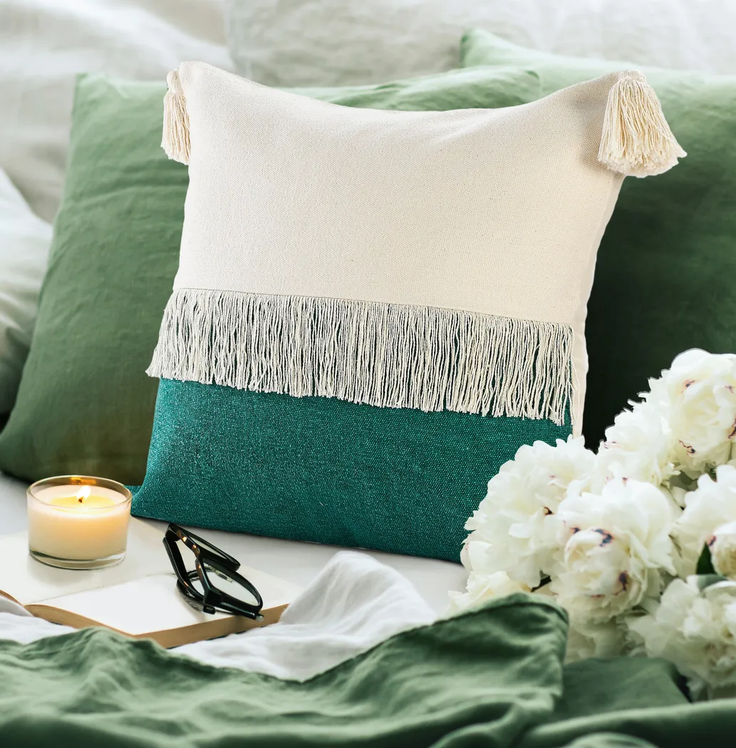 Isaam Cream/Green Pillow, Set of 2 - Thumbnail - Image 2