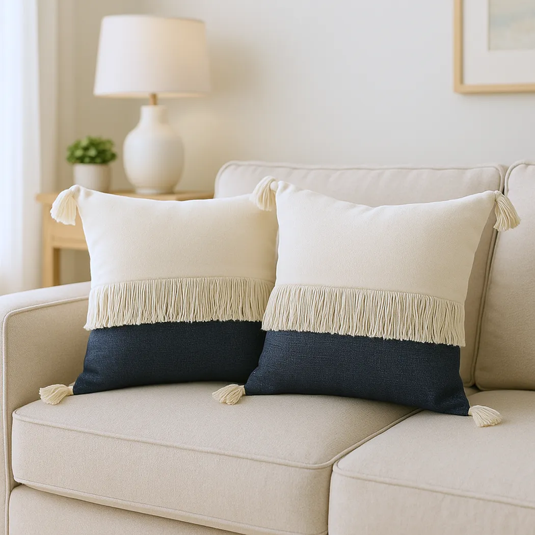 Isaam Cream/Navy Pillow, Set of 2 - Thumbnail - Image 2
