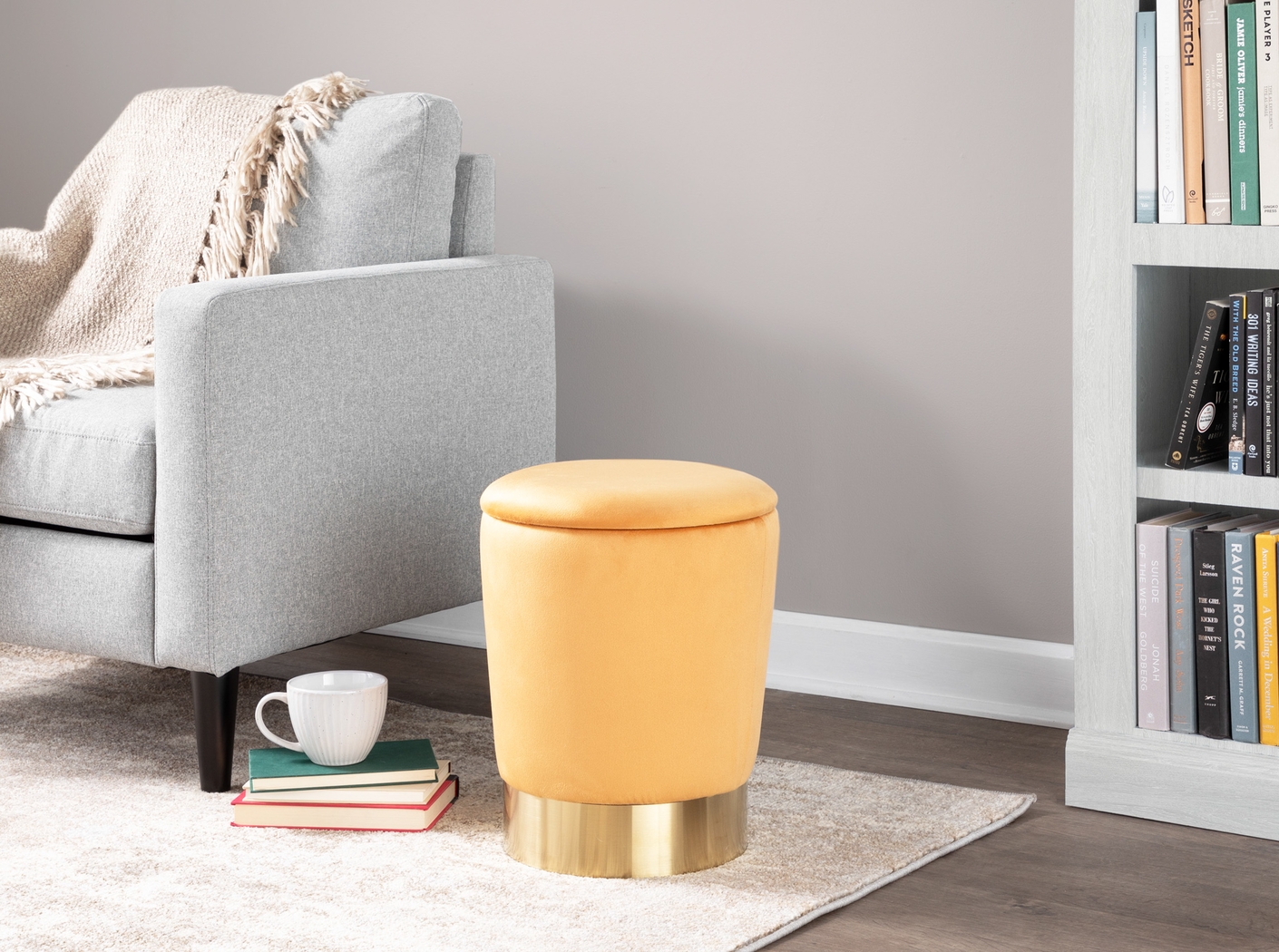 Isbill Orange Accent Ottoman - Thumbnail - Image 4