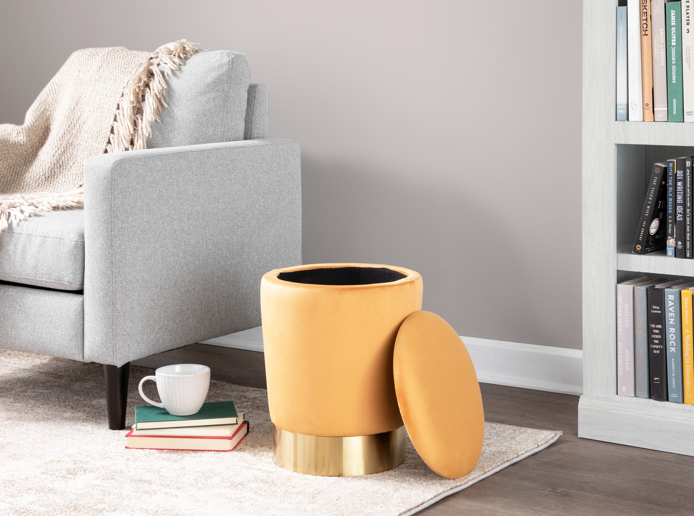 Isbill Orange Accent Ottoman - Thumbnail - Image 5