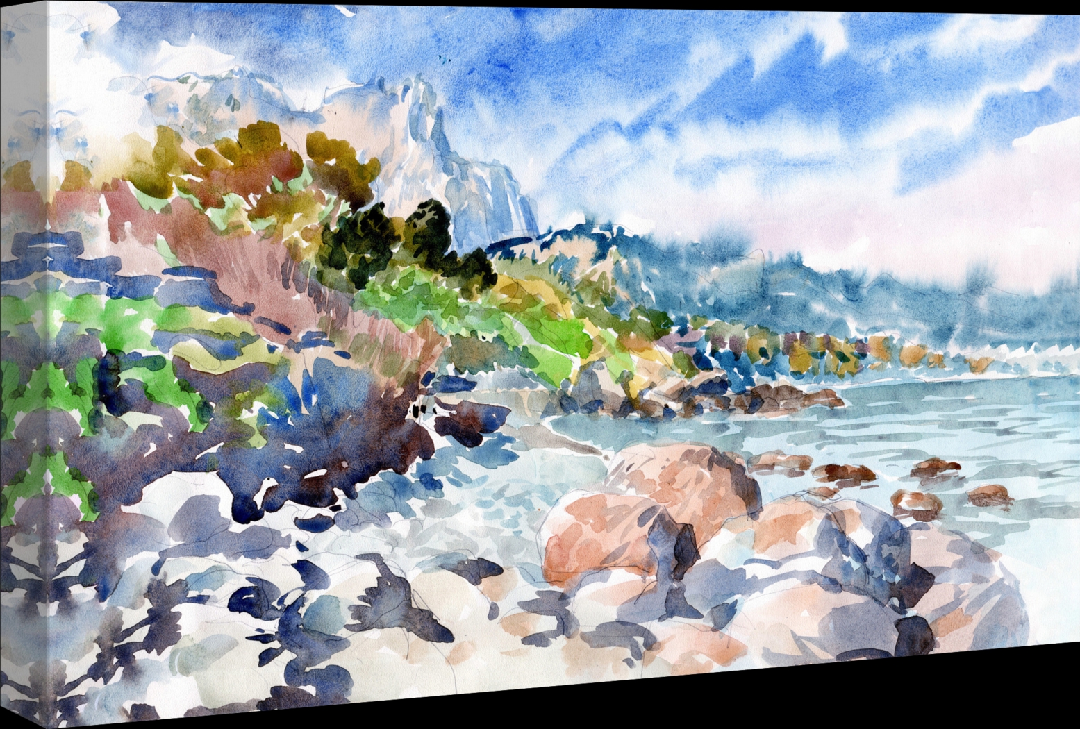 Island Seascape Blue Artwork - Thumbnail - Image 3