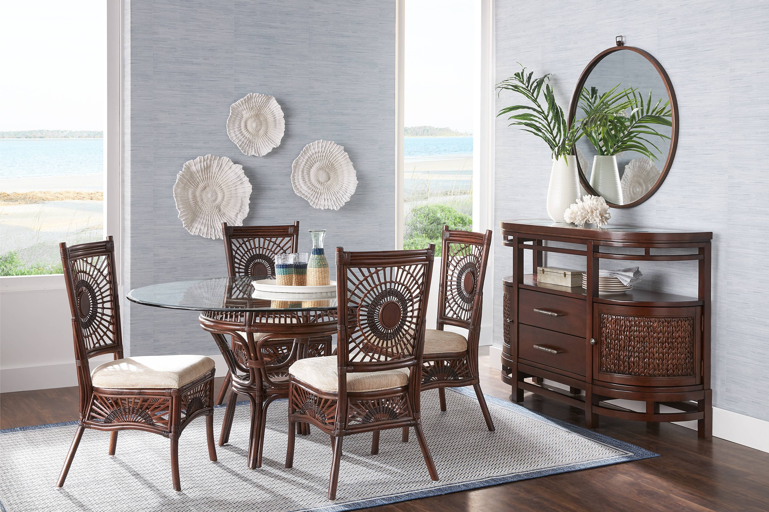 Island Sunrise Brown Rattan Dining Table - Thumbnail - Image 2