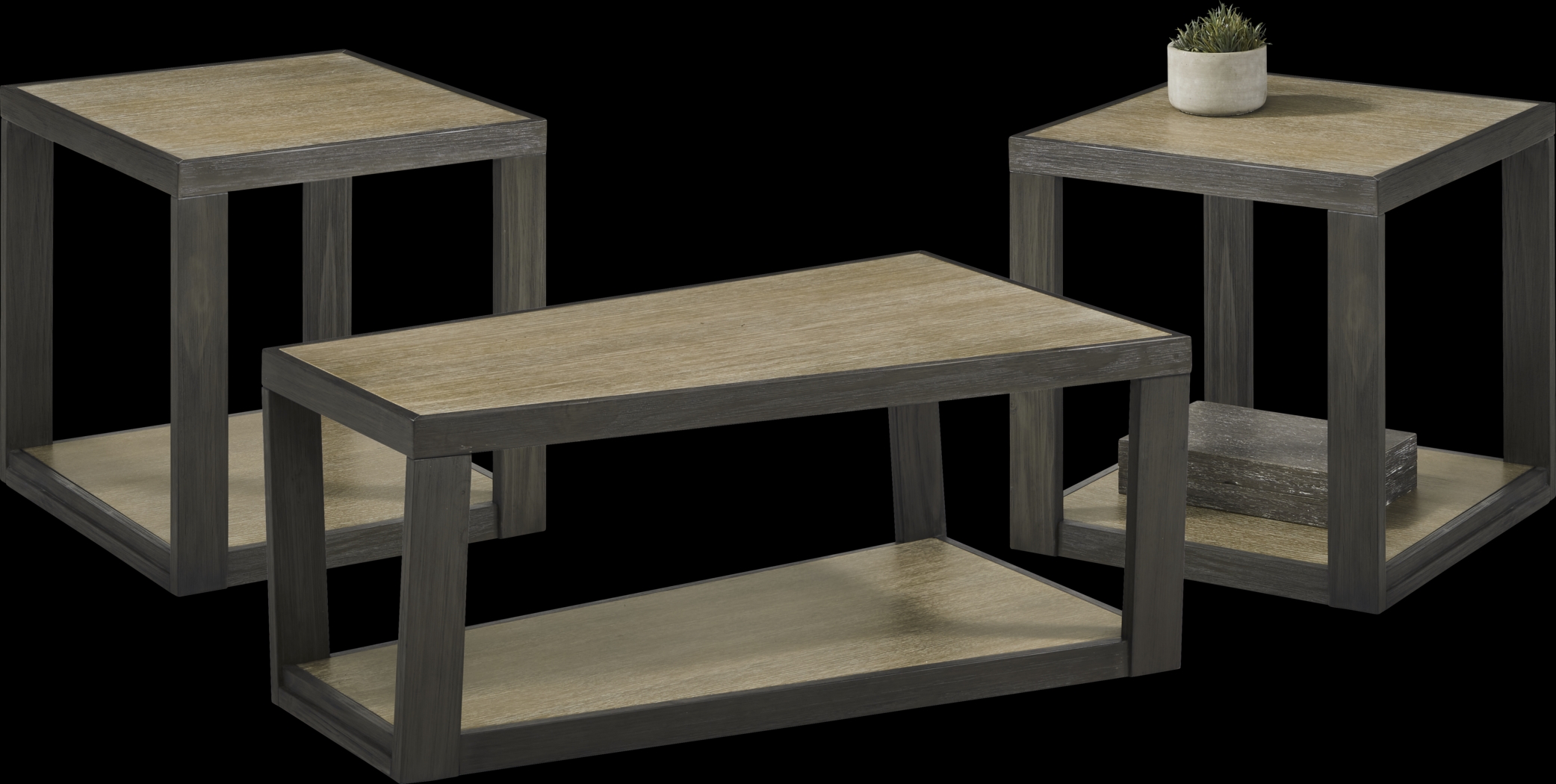 Isley Dark Brown 3 Pc Table Set - Thumbnail - Image 1