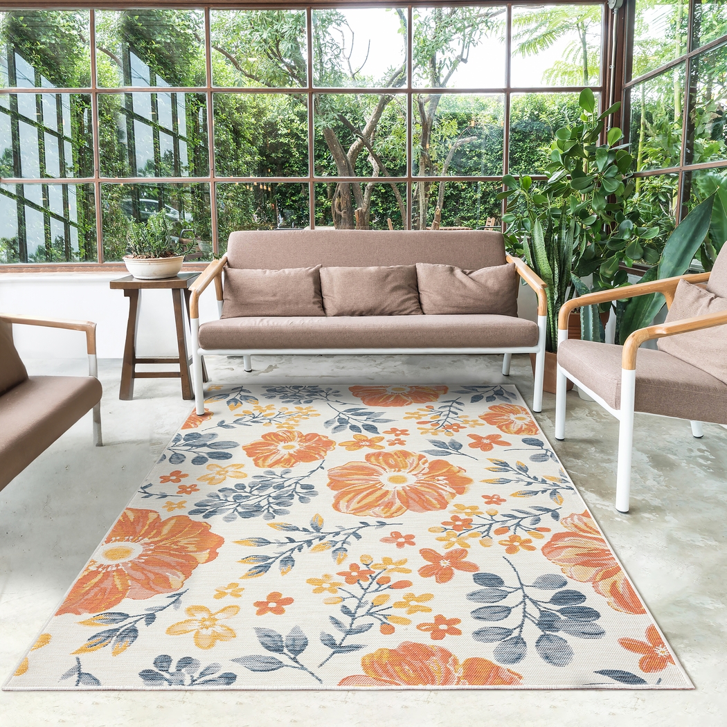 Ismaela Orange 5'3 x 7' Indoor/Outdoor Rug - Thumbnail - Image 2
