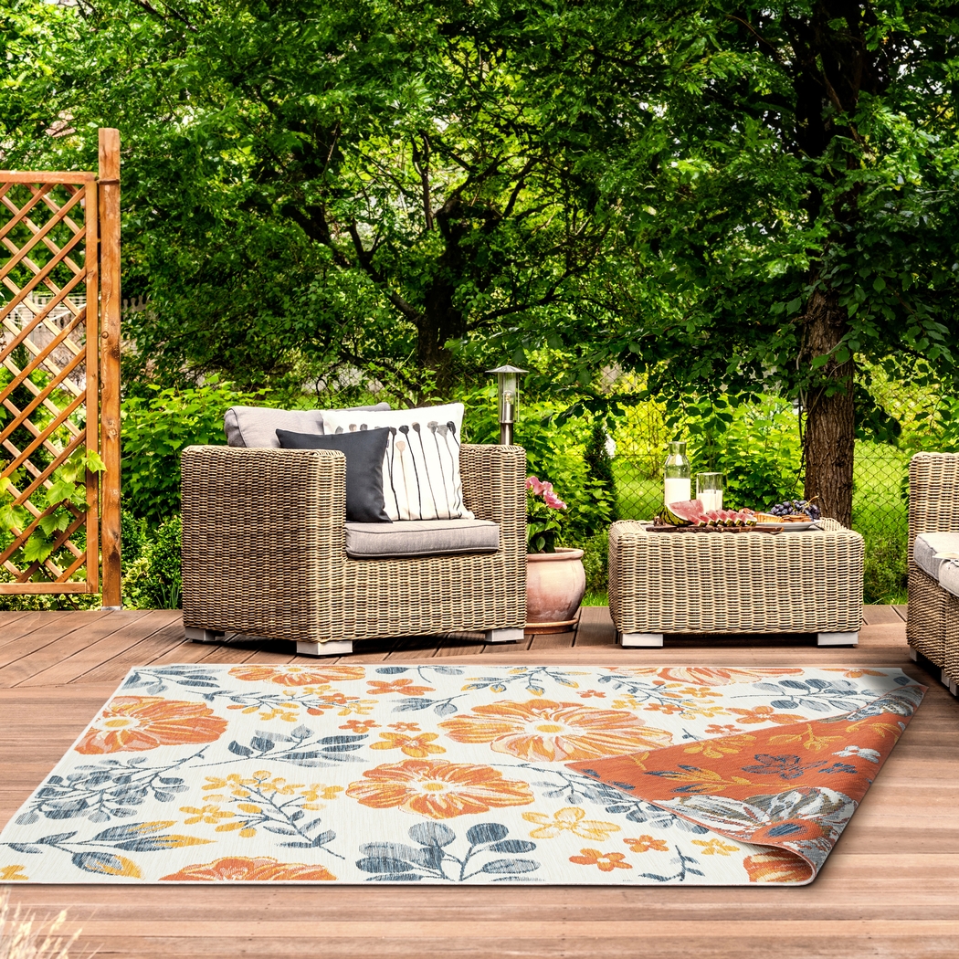 Ismaela Orange 5'3 x 7' Indoor/Outdoor Rug - Thumbnail - Image 3