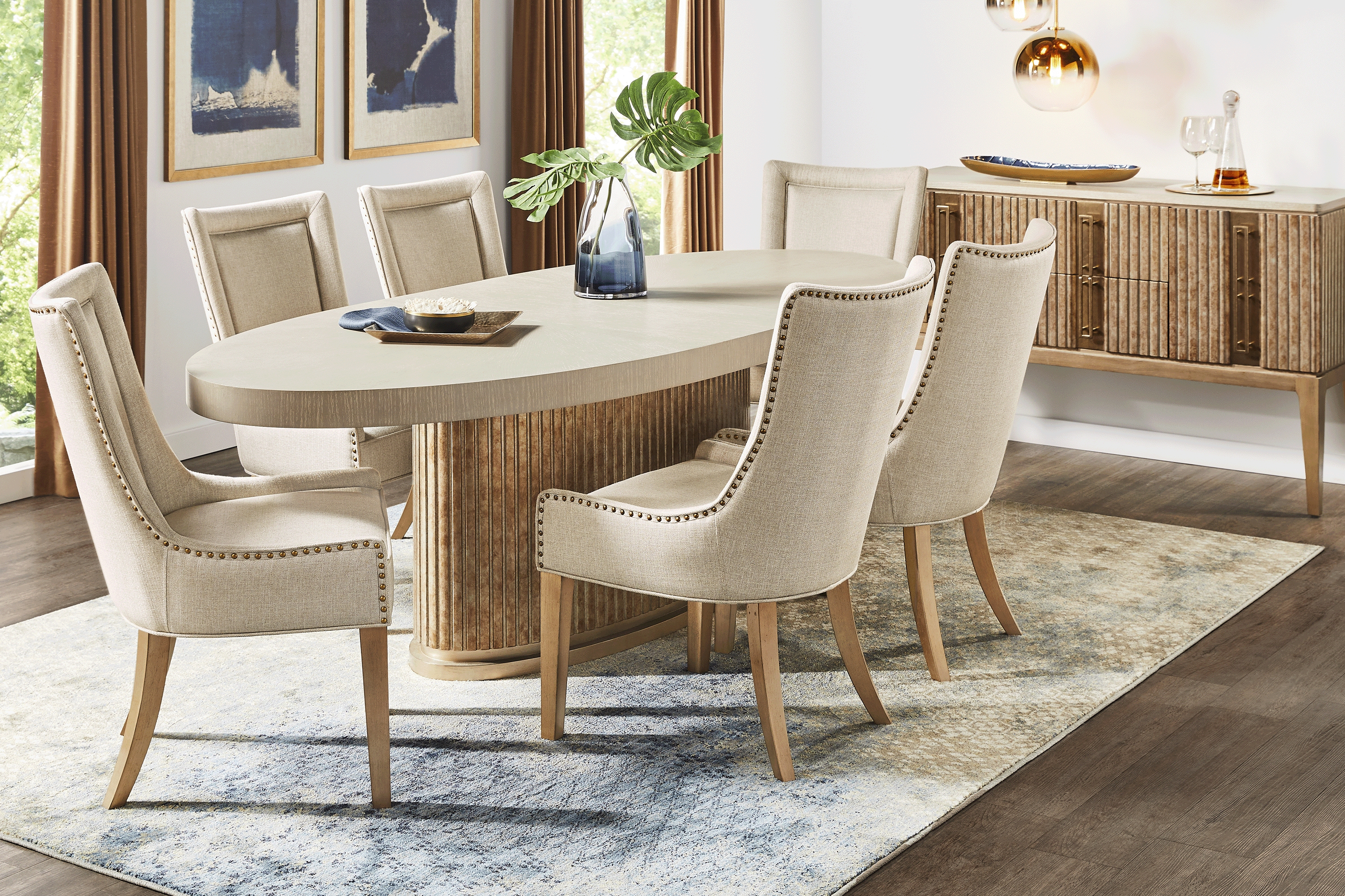 Issabela 5 Pc Slate Dining Room with Upholstered Side Chairs - Thumbnail - Image 1
