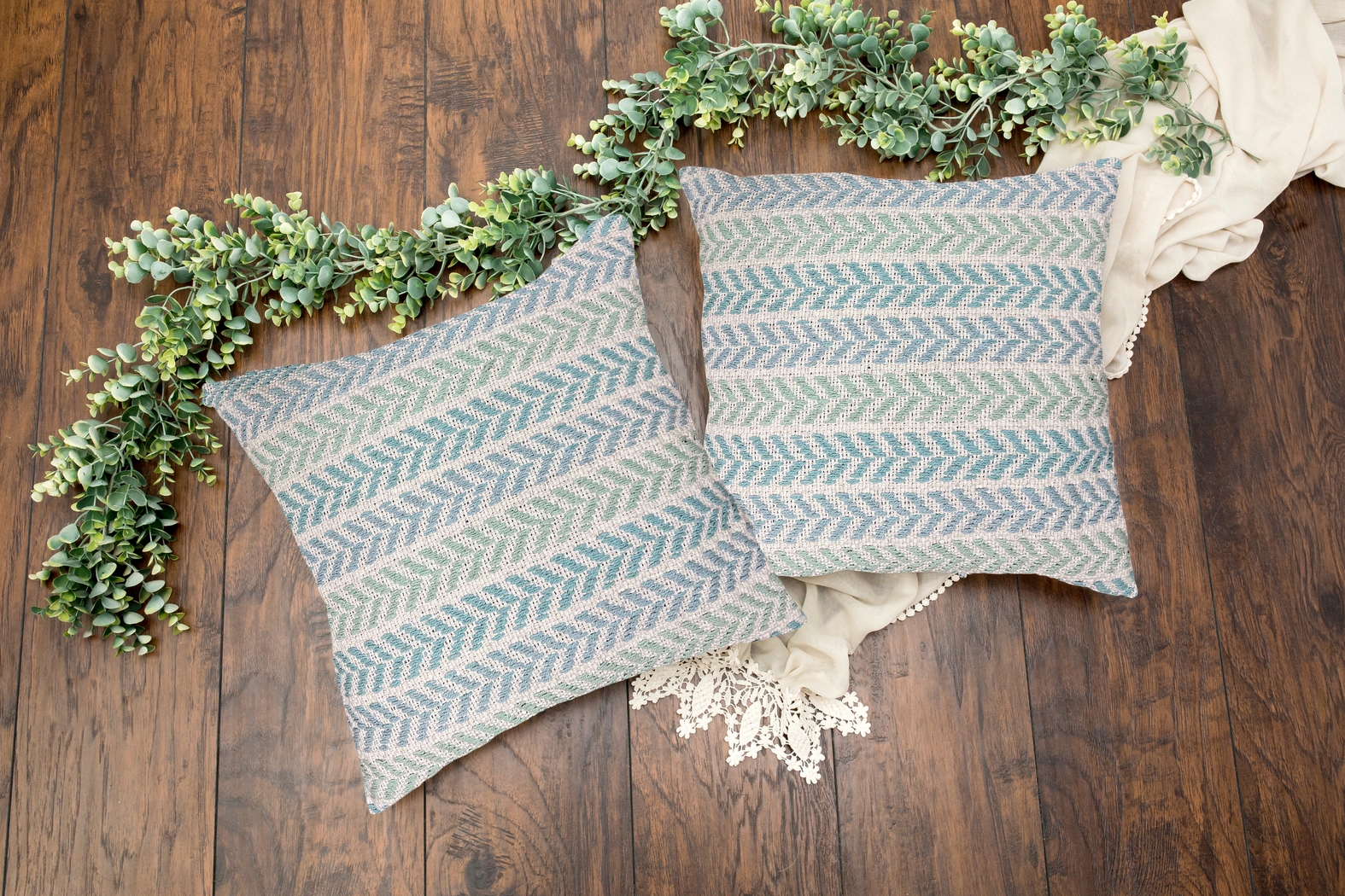 Istarie Spa Blue Accent Pillow Set of 2 - Thumbnail - Image 2