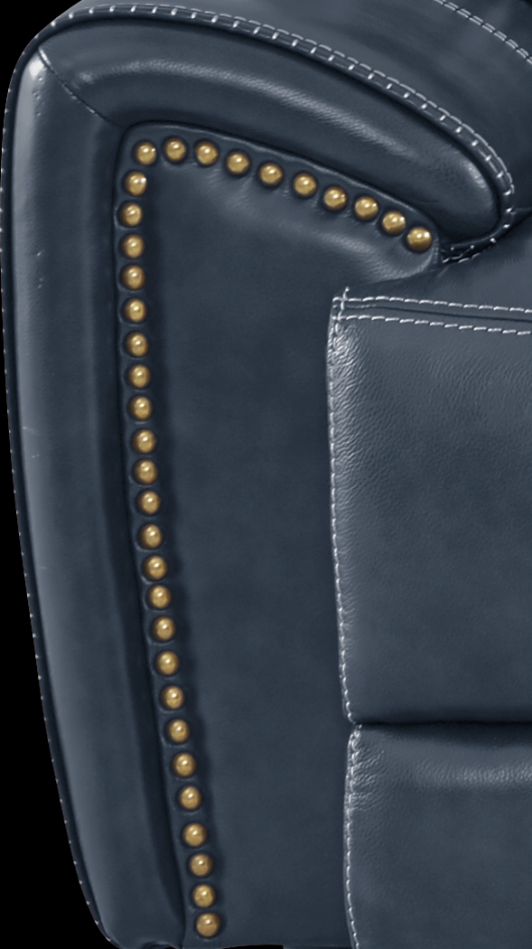 Italo Blue Leather Loveseat - Thumbnail - Image 3
