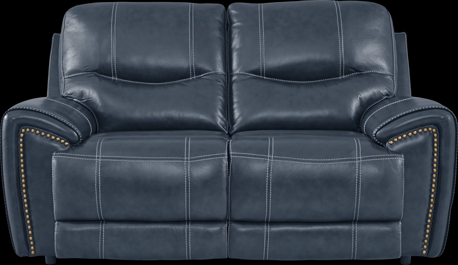 Italo Blue Leather Loveseat - Thumbnail - Image 1