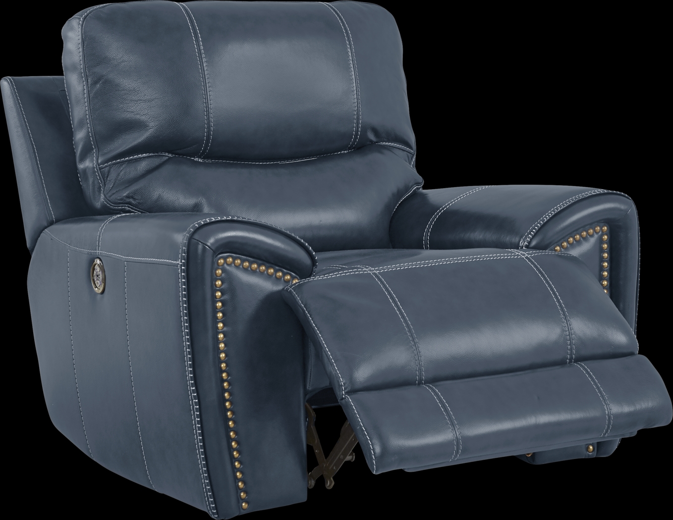 Italo Blue Leather Dual Power Recliner - Thumbnail - Image 3