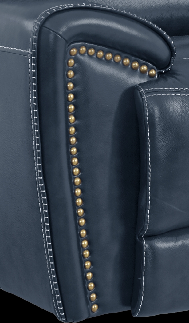 Italo Blue Leather Dual Power Recliner - Thumbnail - Image 4