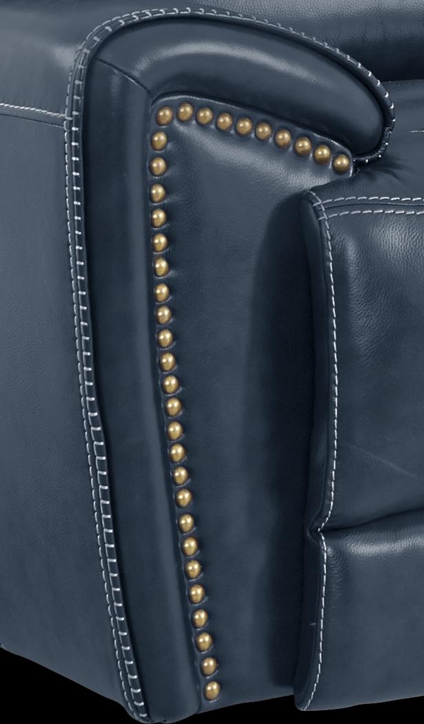 Italo Blue Leather Recliner - Thumbnail - Image 4