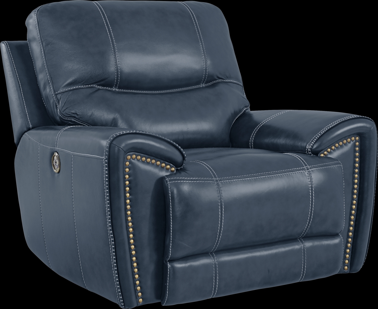 Italo Blue Leather Recliner - Thumbnail - Image 1