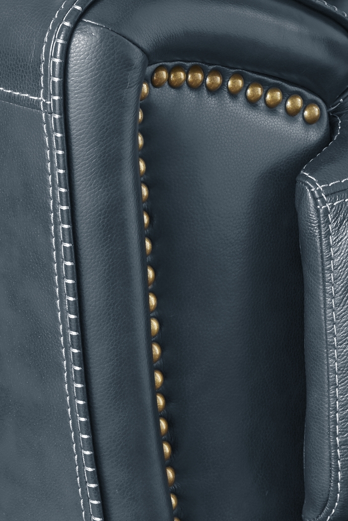 Italo Blue Leather 5 Pc Living Room With Reclining Sofa - Thumbnail - Image 3