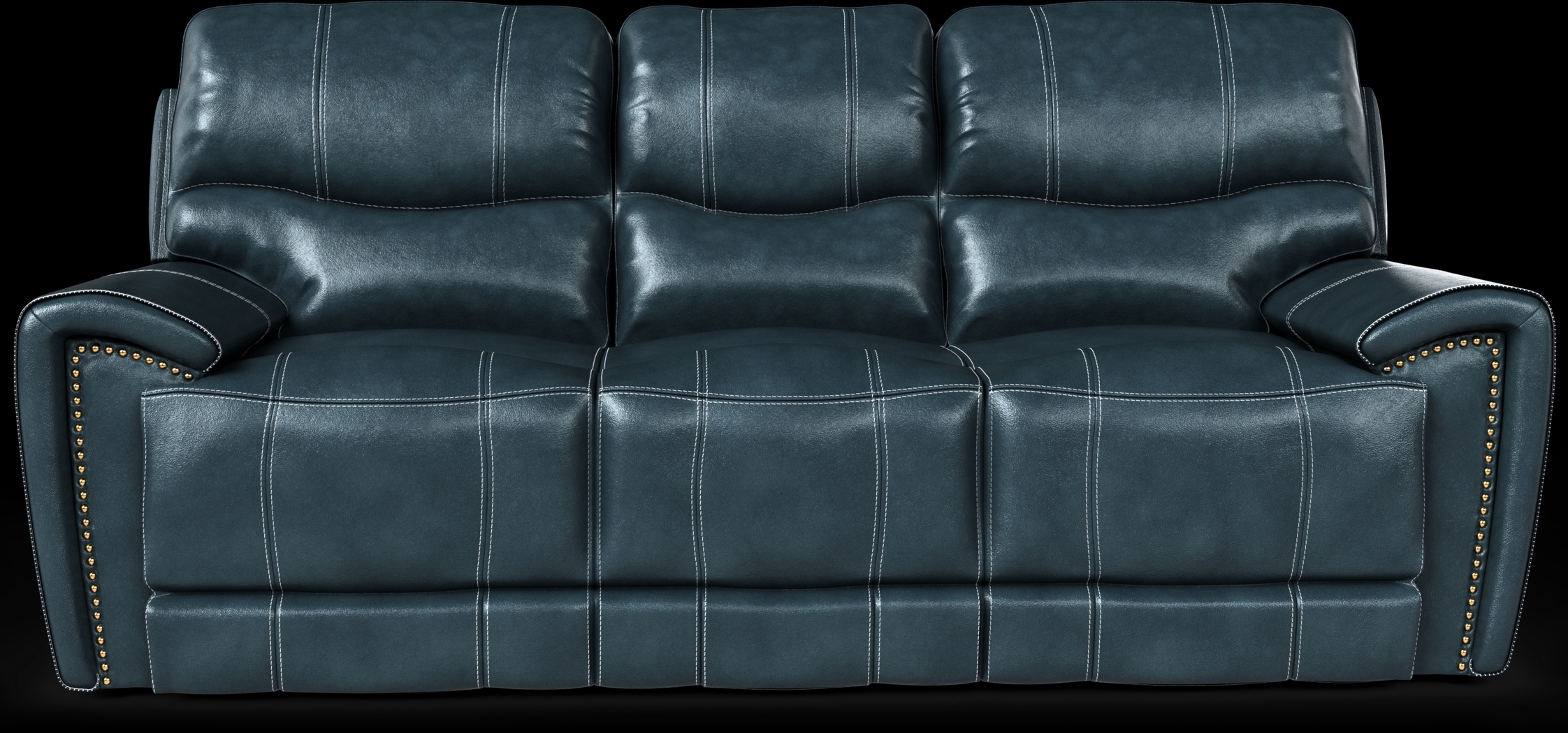Italo Blue Leather 5 Pc Living Room With Reclining Sofa - Thumbnail - Image 2