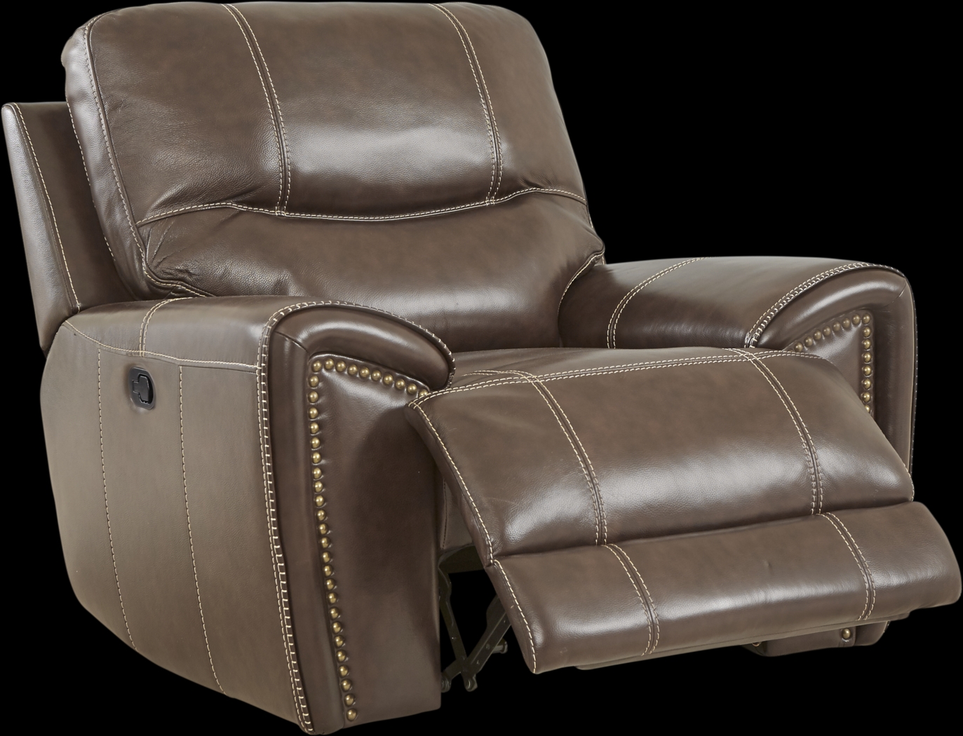 Italo Brown Leather Dual Power Recliner - Thumbnail - Image 2