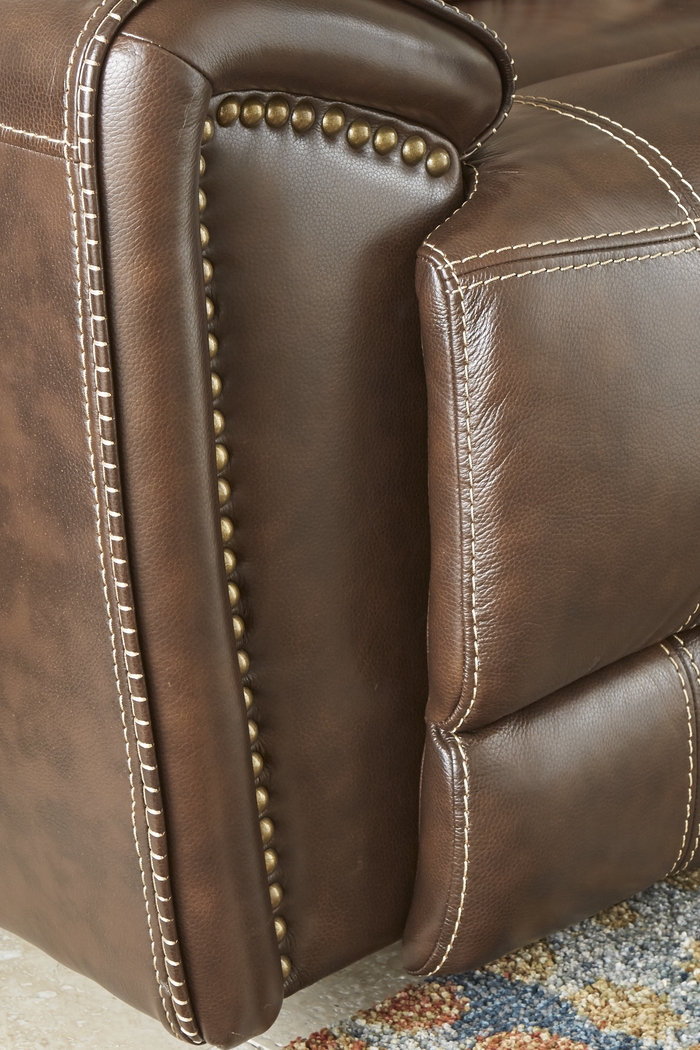 Italo Brown Leather Dual Power Recliner - Thumbnail - Image 3
