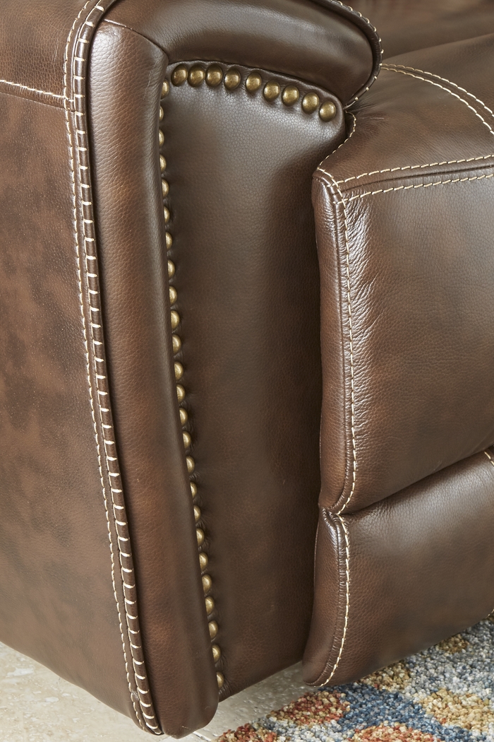 Italo Brown Leather 2 Pc Living Room with Dual Power Reclining Sofa - Thumbnail - Image 4