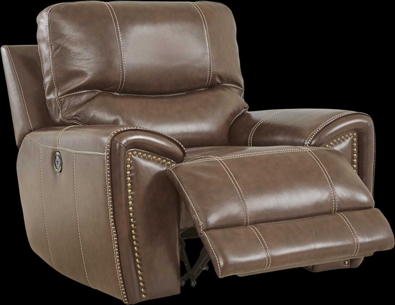 Italo Brown Leather Dual Power Recliner - Thumbnail - Image 2