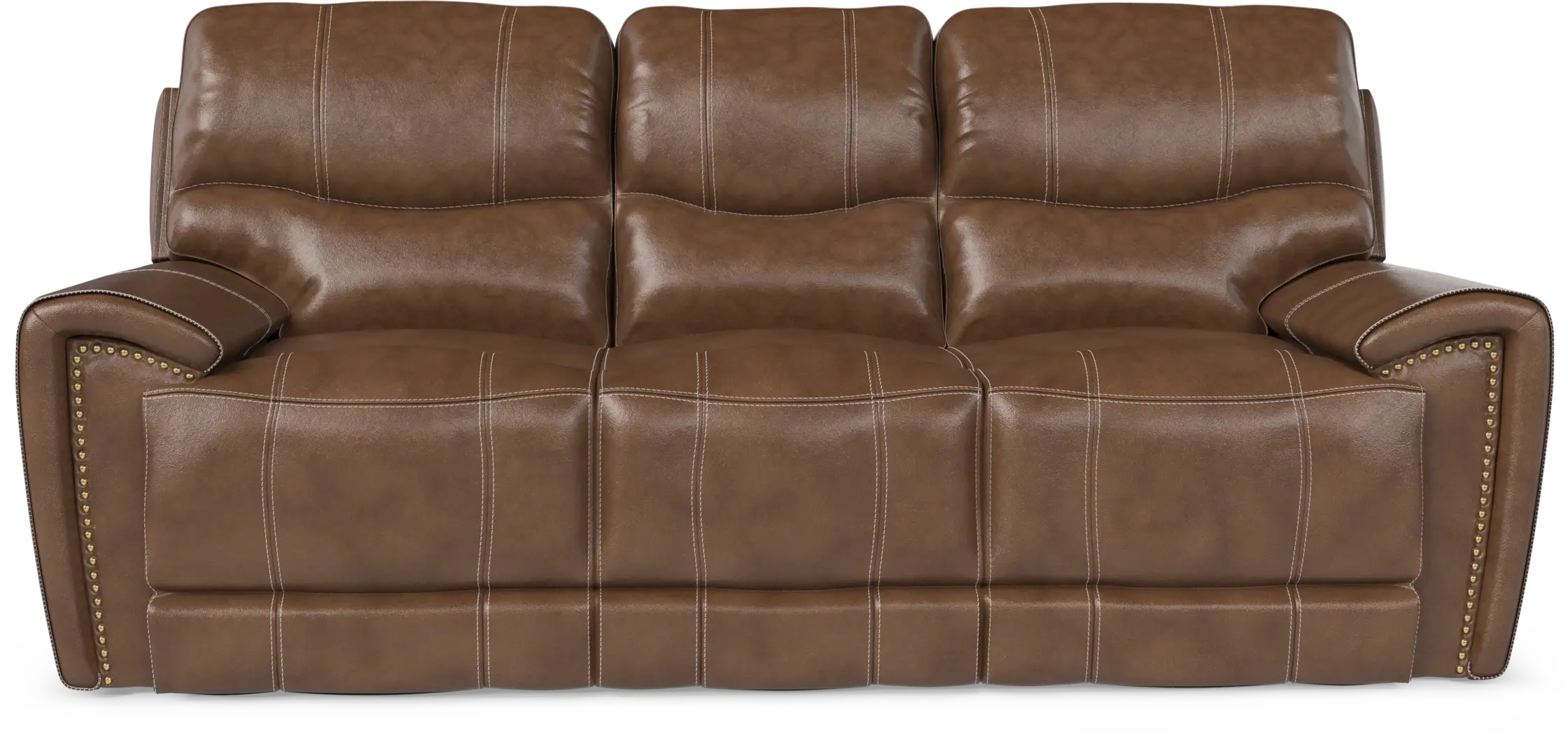 Italo Brown Leather Dual Power Reclining Sofa - Thumbnail - Image 1