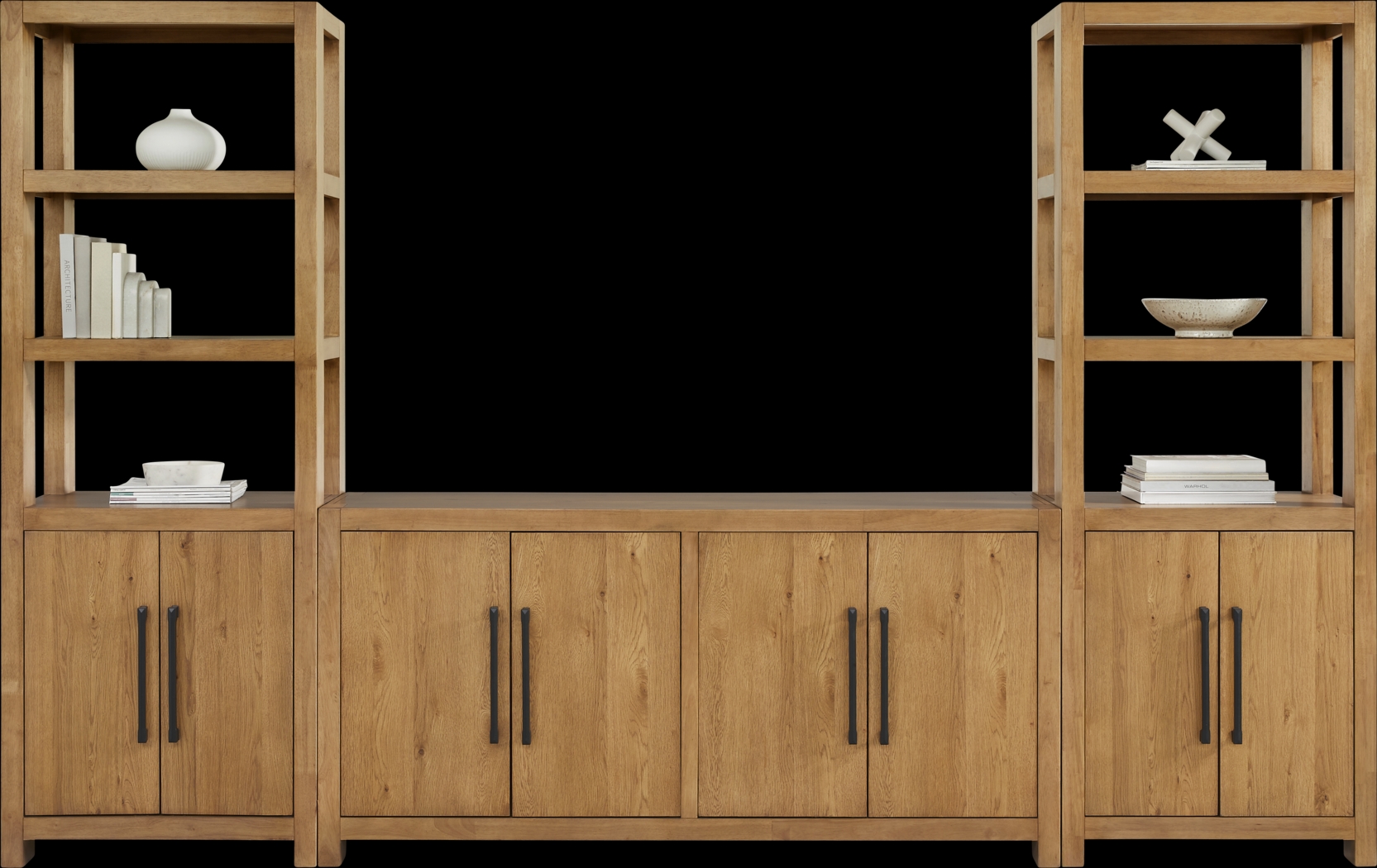 Ithaca Natural 3 Pc Wall Unit with 66 in. Console - Thumbnail - Image 1