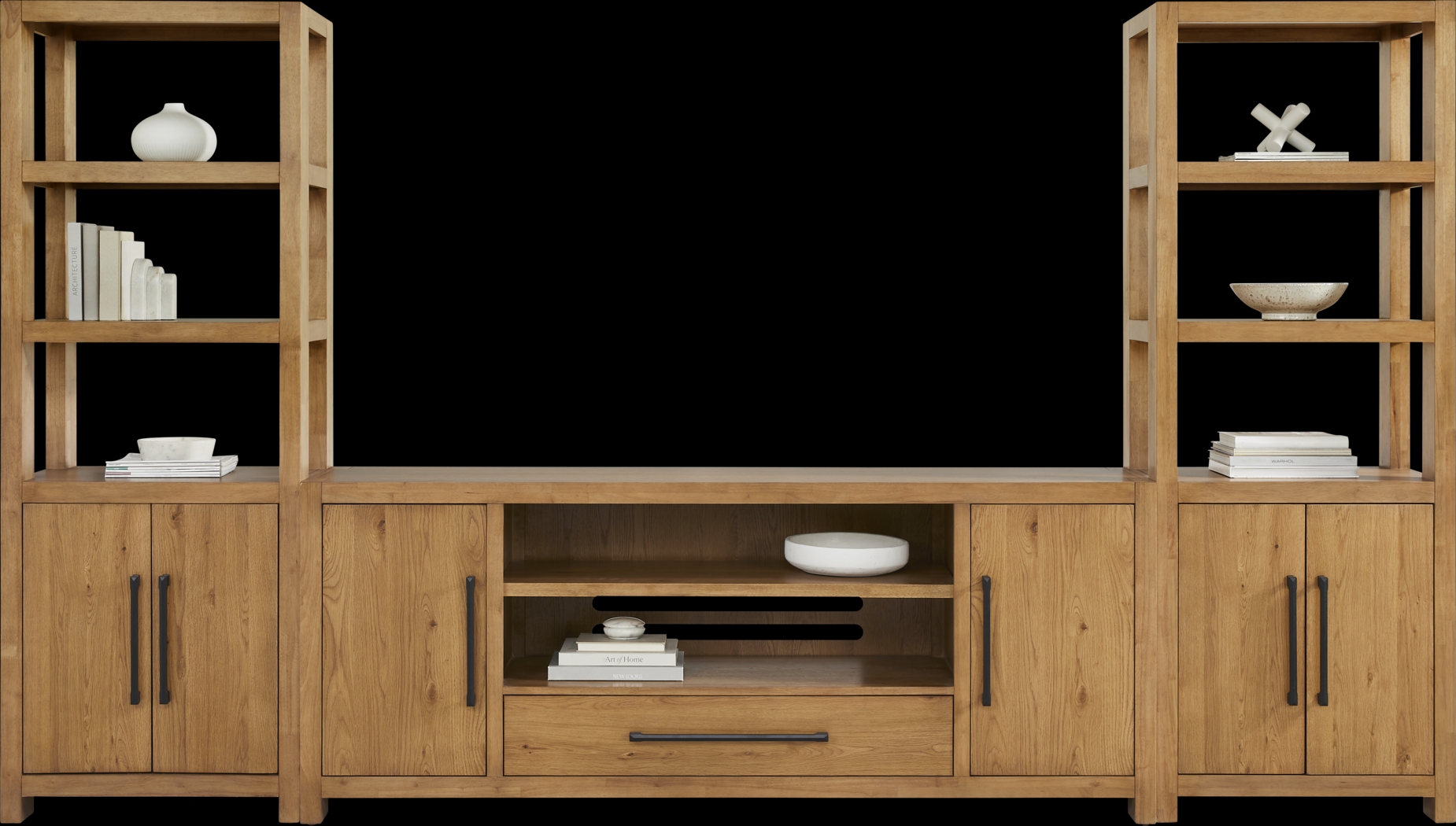 Ithaca Natural 3 Pc Wall Unit with 80 in. Console - Thumbnail - Image 1