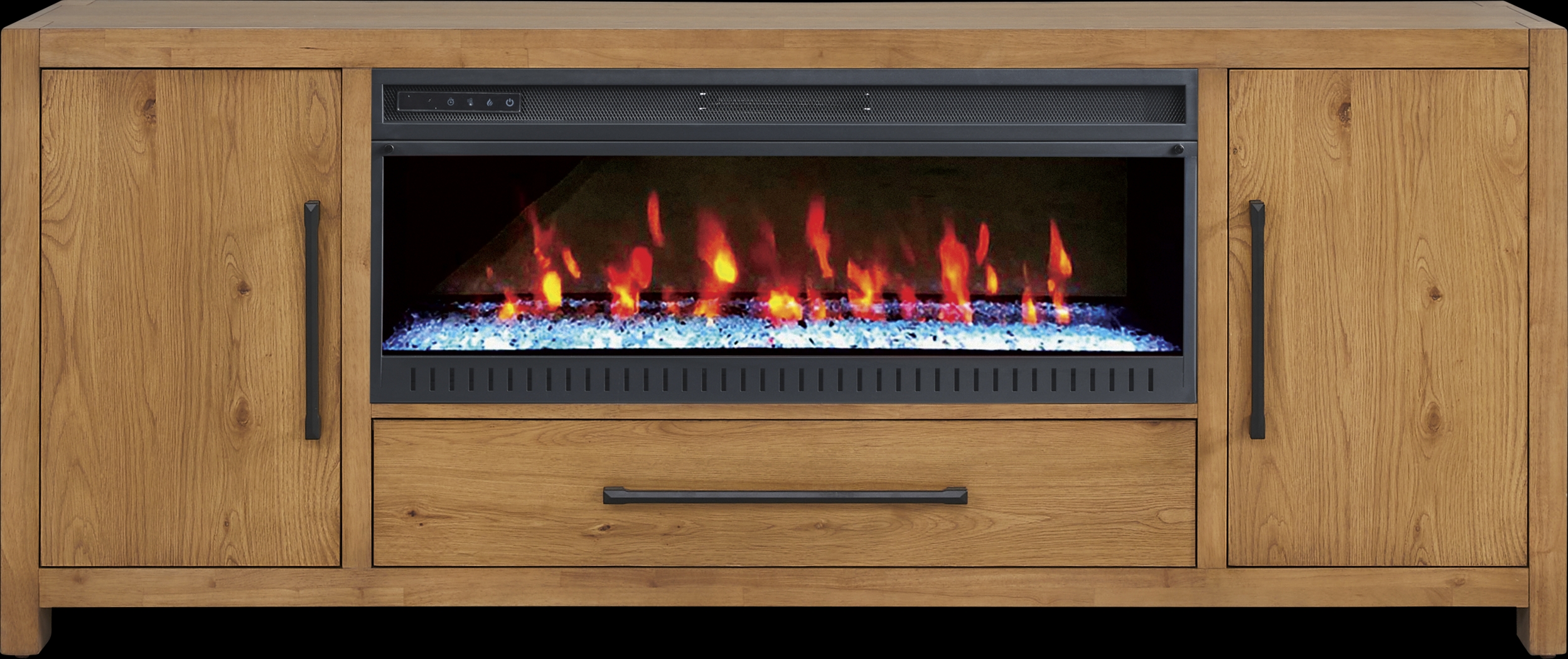 Ithaca Natural 80 in. Console with Electric Fireplace - Thumbnail - Image 1