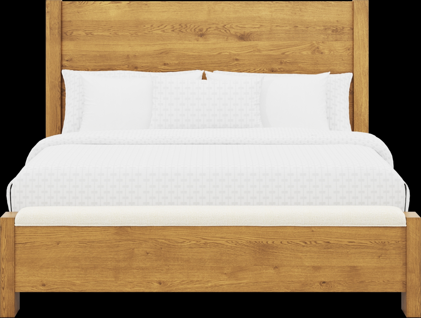 Ithaca Natural 5 Pc King Panel Bedroom with Bench - Thumbnail - Image 3