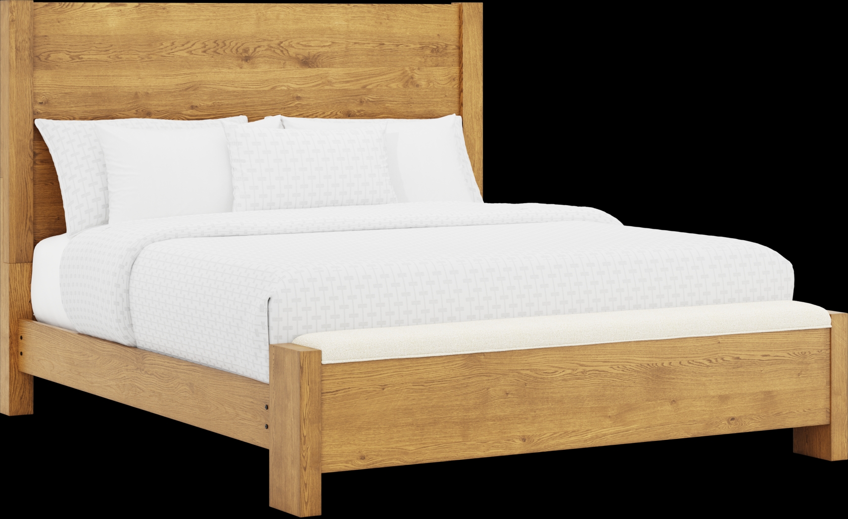 Ithaca Natural 5 Pc King Panel Bedroom with Bench - Thumbnail - Image 2