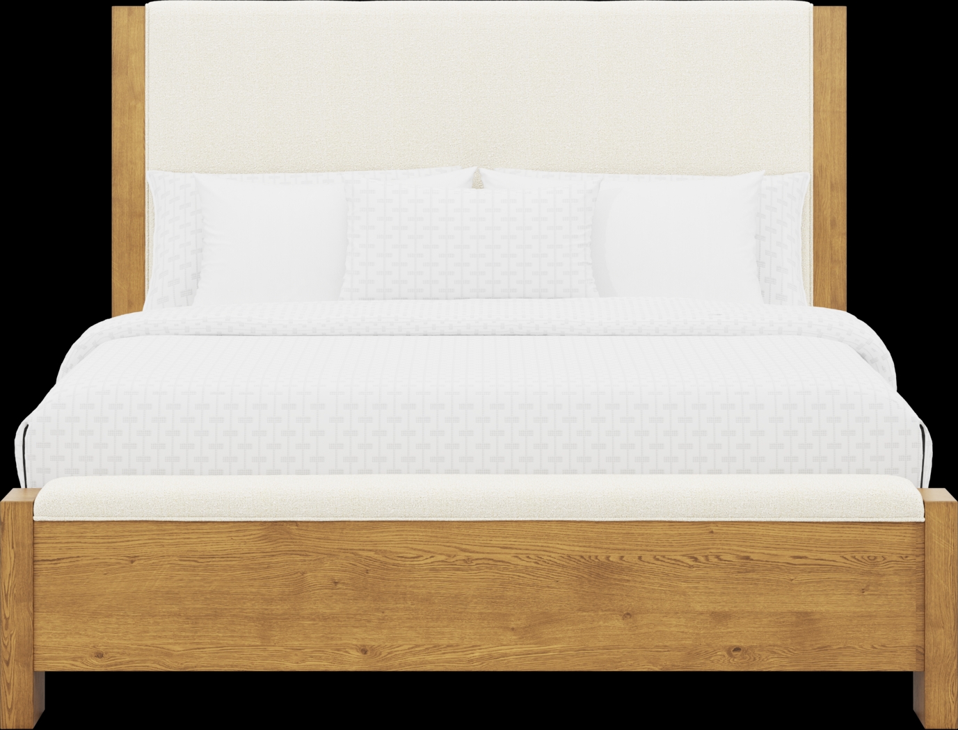 Ithaca Natural 7 Pc King Upholstered Bedroom with Bench - Thumbnail - Image 3