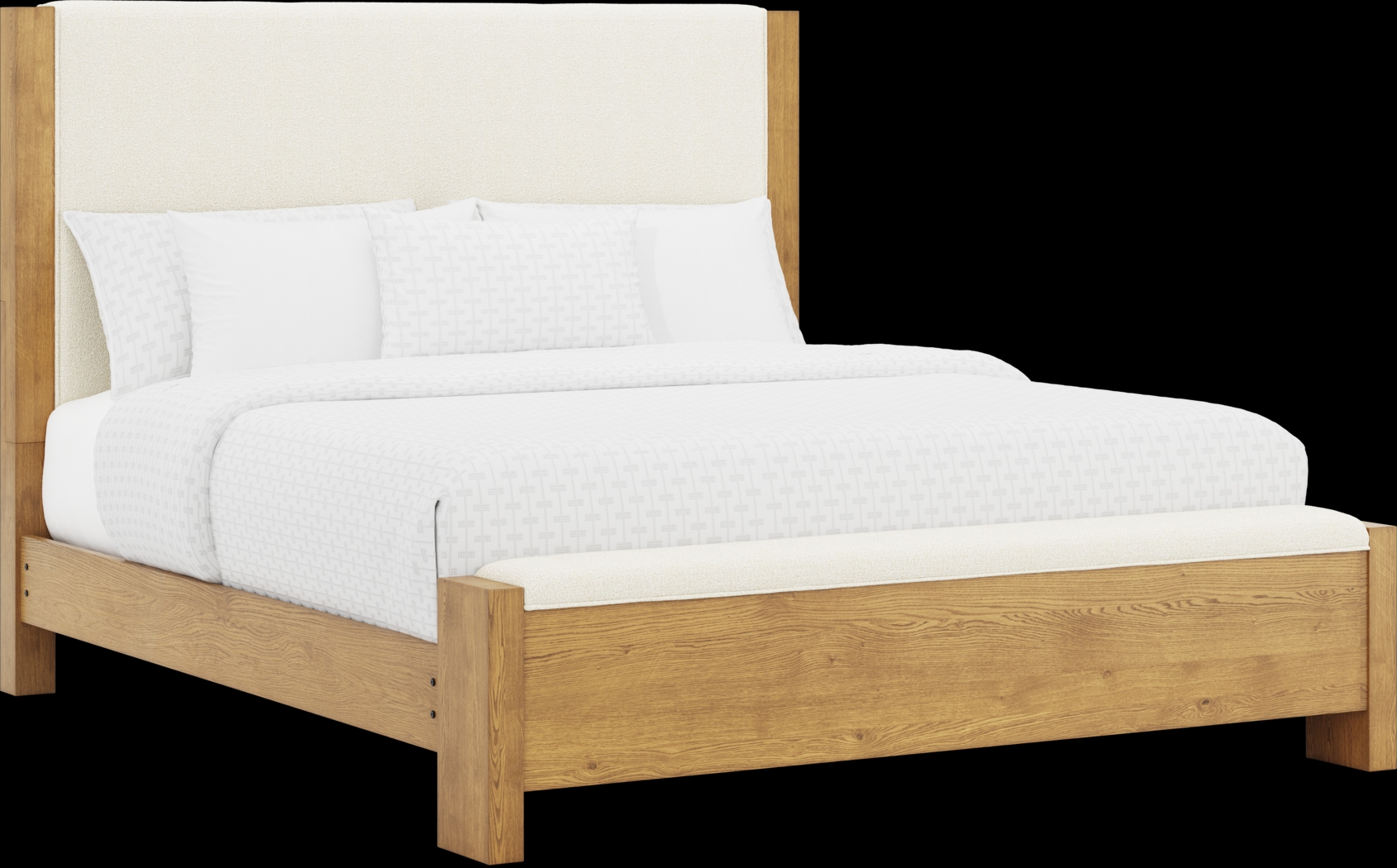 Ithaca Natural 7 Pc King Upholstered Bedroom with Bench - Thumbnail - Image 2