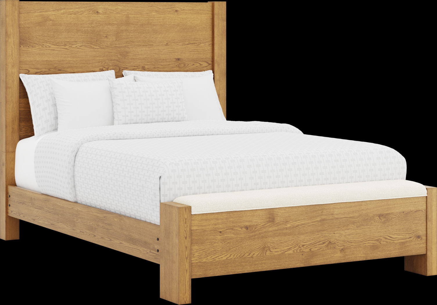 Ithaca Natural 7 Pc Queen Panel Bedroom with Bench - Thumbnail - Image 2