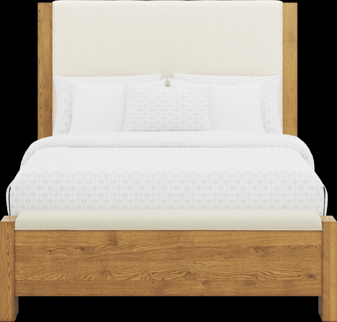 Ithaca Natural 5 Pc Queen Upholstered Bedroom with Bench - Thumbnail - Image 3