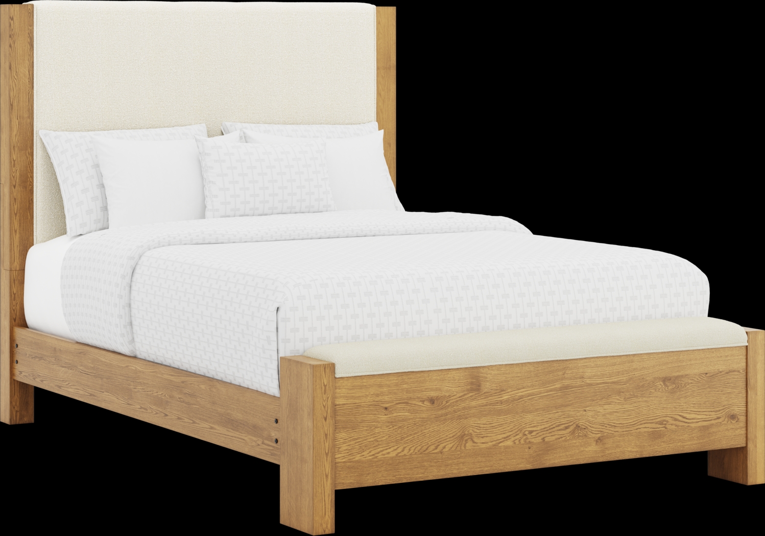 Ithaca Natural 5 Pc Queen Upholstered Bedroom with Bench - Thumbnail - Image 2