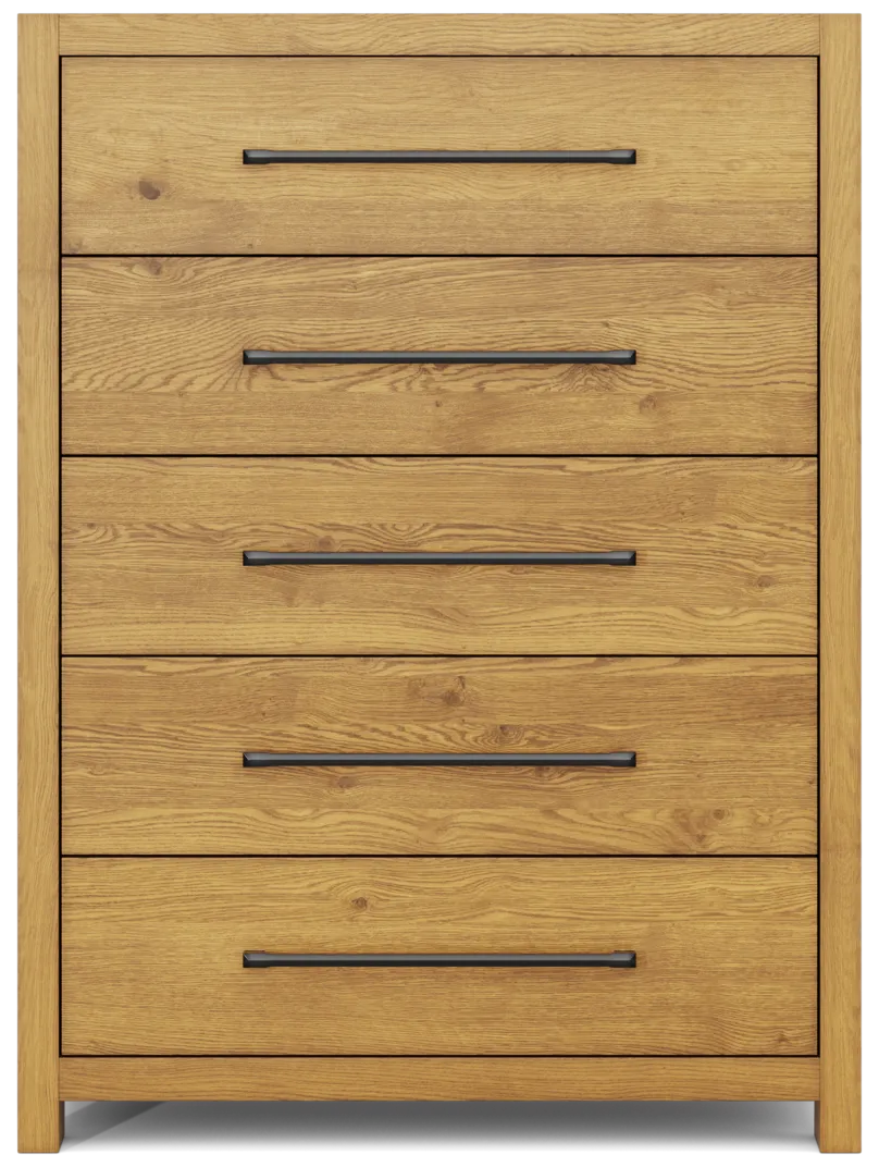 natural 5 drawer chest